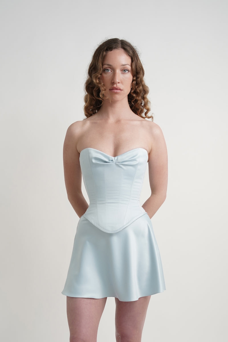 Blue Pinched Corset